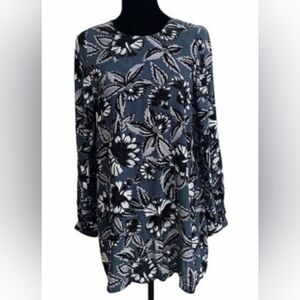 Faithfull the Brand Dark Floral Mini- Dress Teal Background■ Size 4